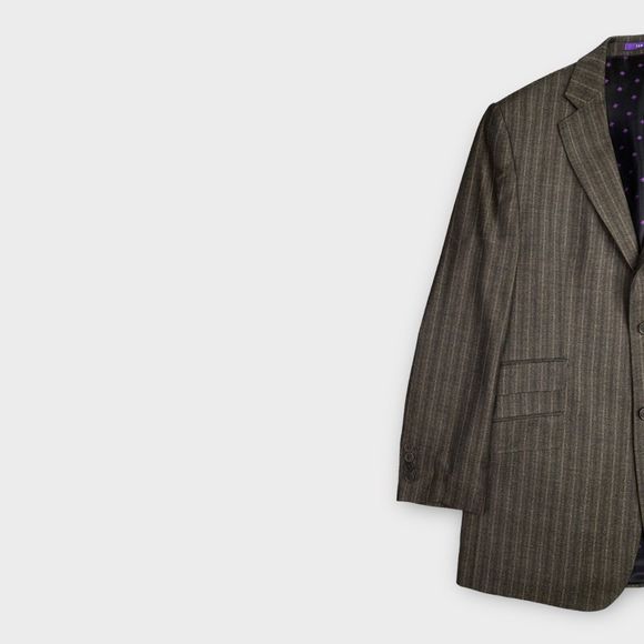 Ted Baker London Men's 42L Endurance Wool Striped Blazer Sport Jacket Brown - Picture 2 of 16